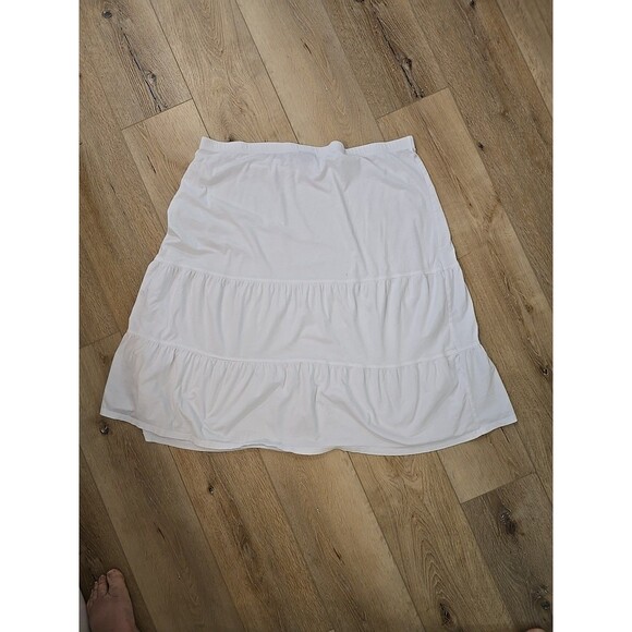 J Jill White Tiered Skirt Womens 20 Peasant Boho Retro Modest Coastal Stretch - Picture 4 of 7